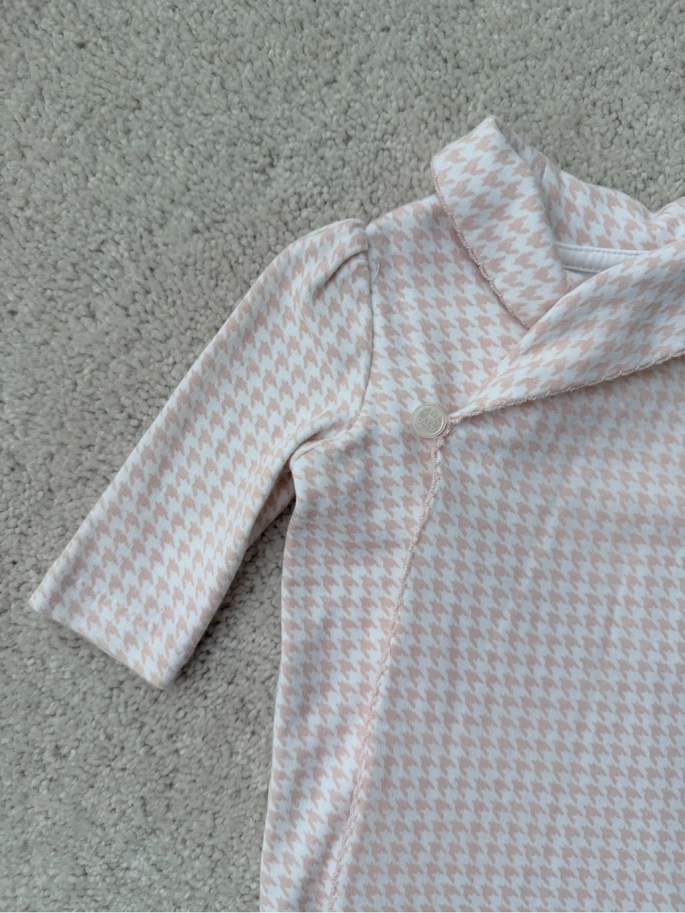 Ralph Lauren Pink Houndstooth Footed One-Piece